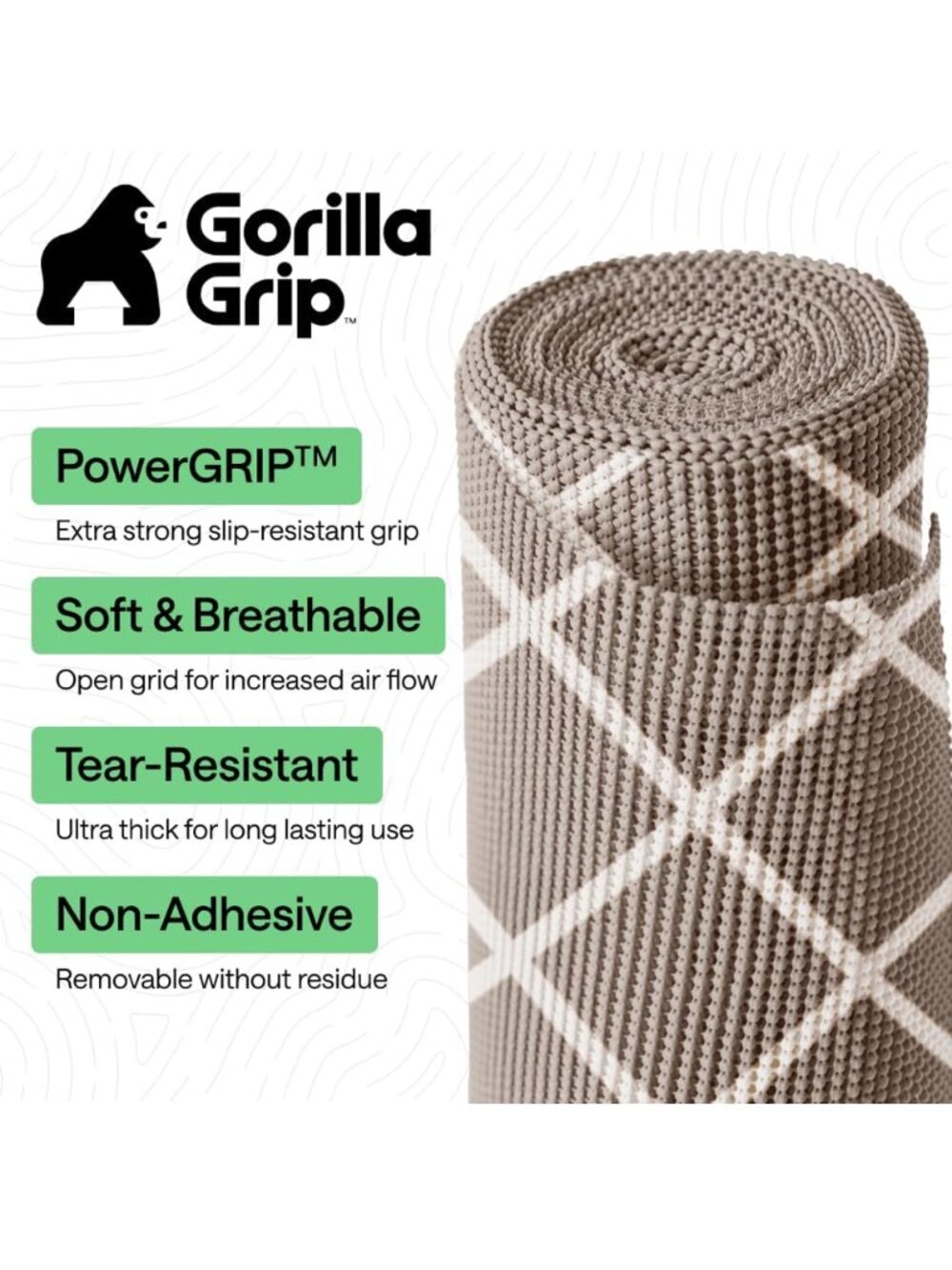 GORILLA GRIP powerGRIP Drawer Shelf and Cabinet Liner-NWT